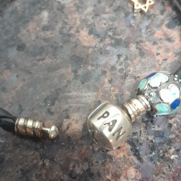 Pandora Three Charm Woven Leather Bracelet...NEW... Wth Presentation Box - Picture 4 of 4